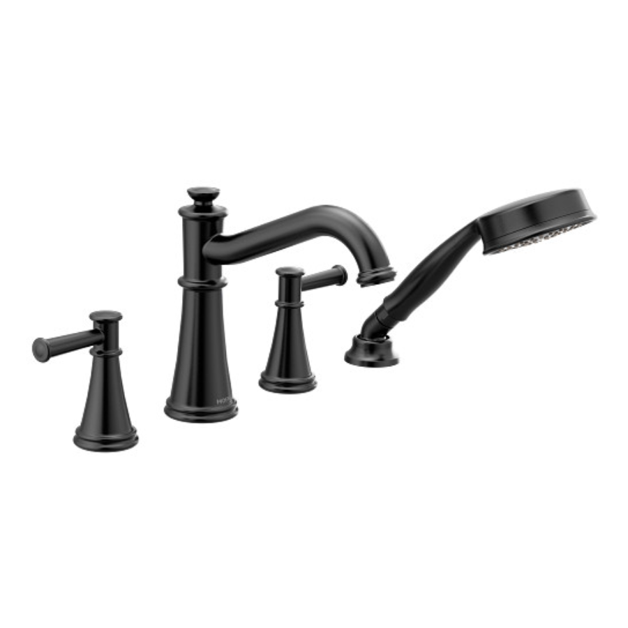 T9024BL - Belfield Two-Handle Diverter Roman Tub Faucet Including Handheld Shower - Matte Black