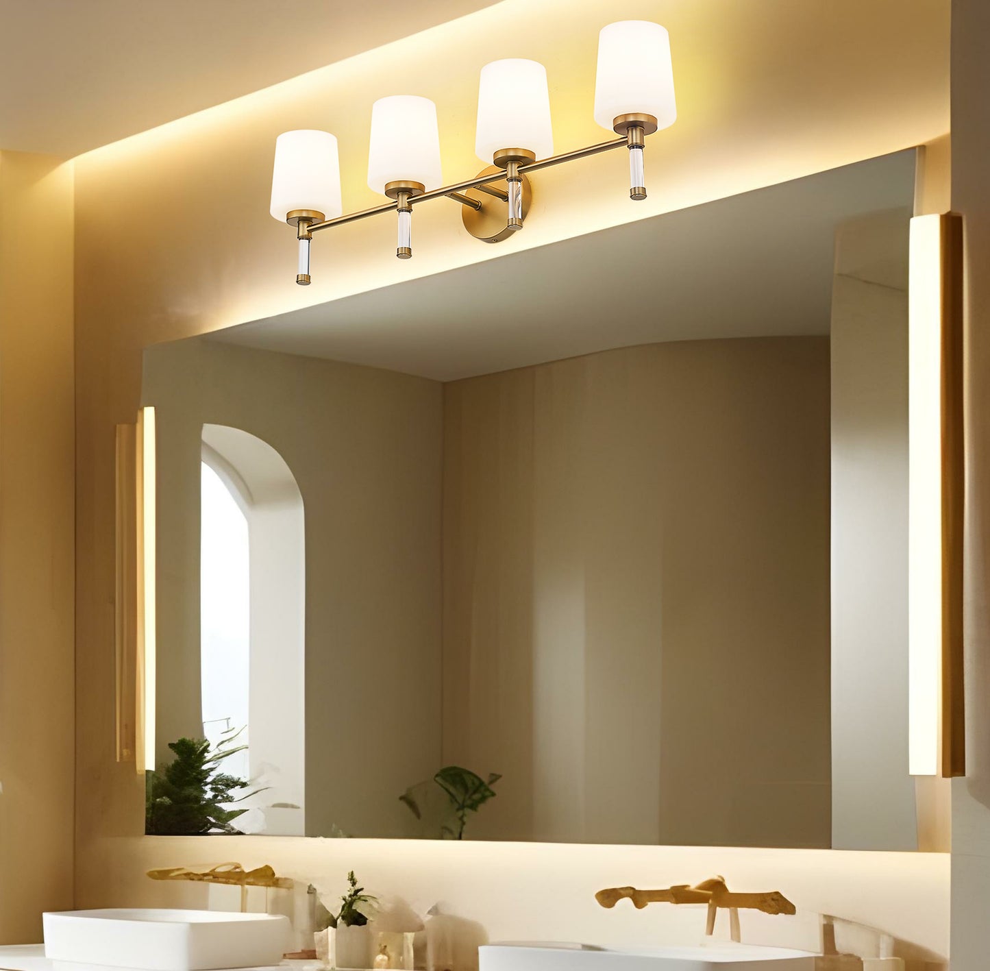 7700-4V-MGLD - Henri 4 Light 32" Vanity - Modern Gold