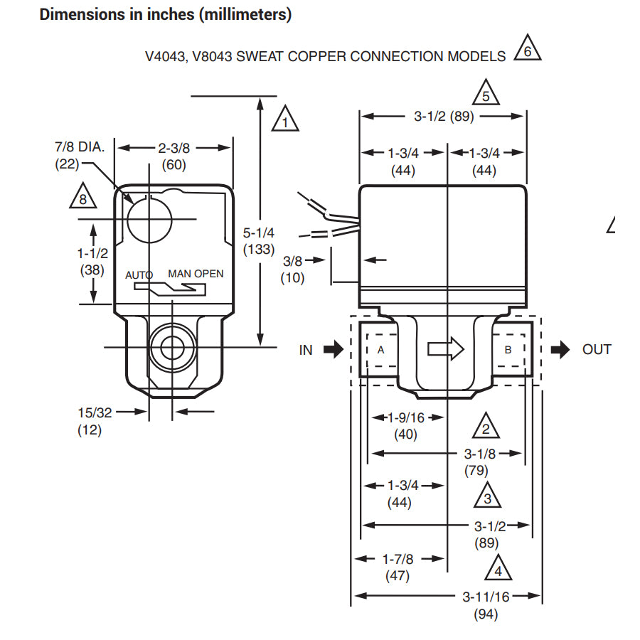 Honeywell V8043F1051 - Low Voltage Normally Closed Zone Valve, 1" Sweat