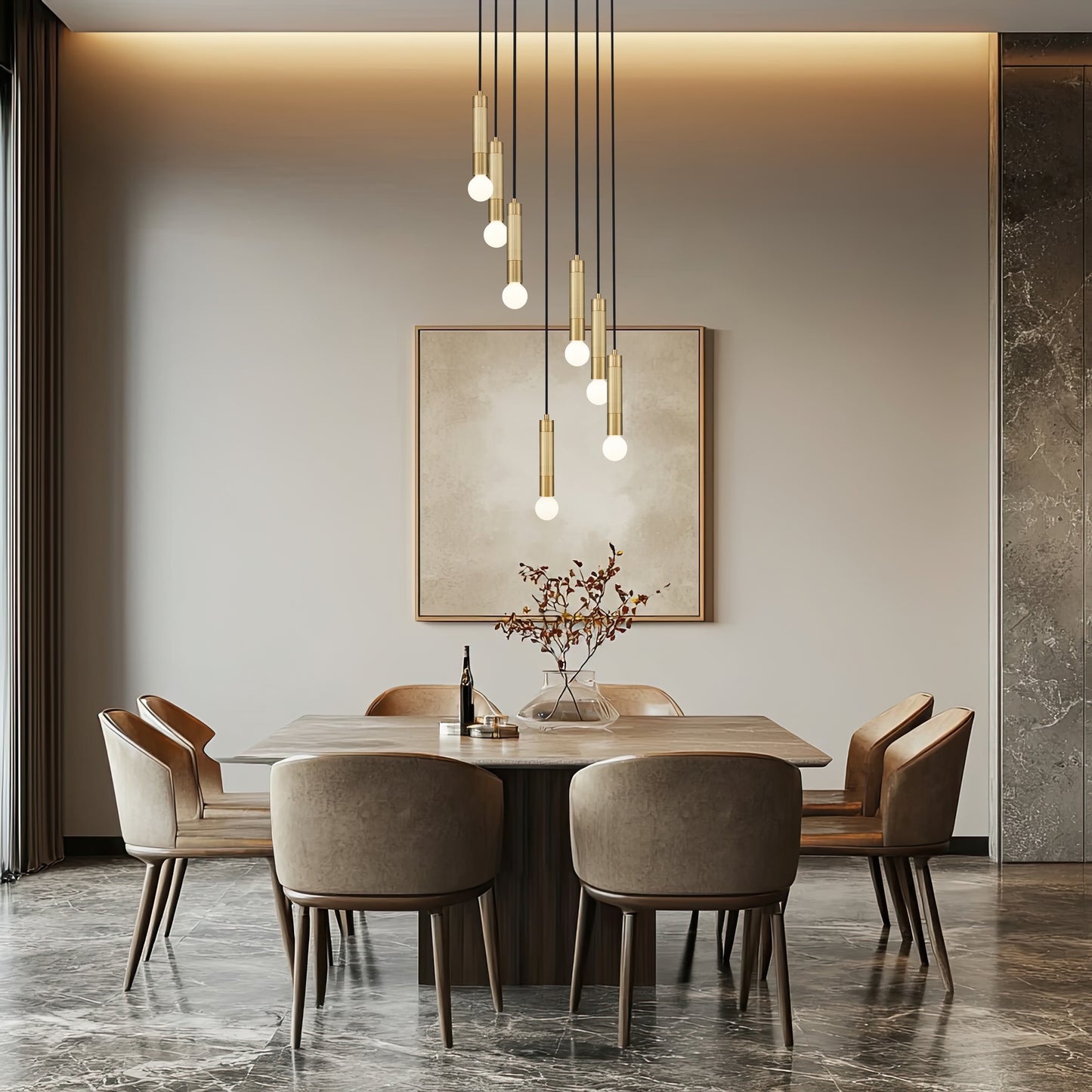 1956P-7R-MGLD - Stari 7 Light 18" Chandelier - Modern Gold