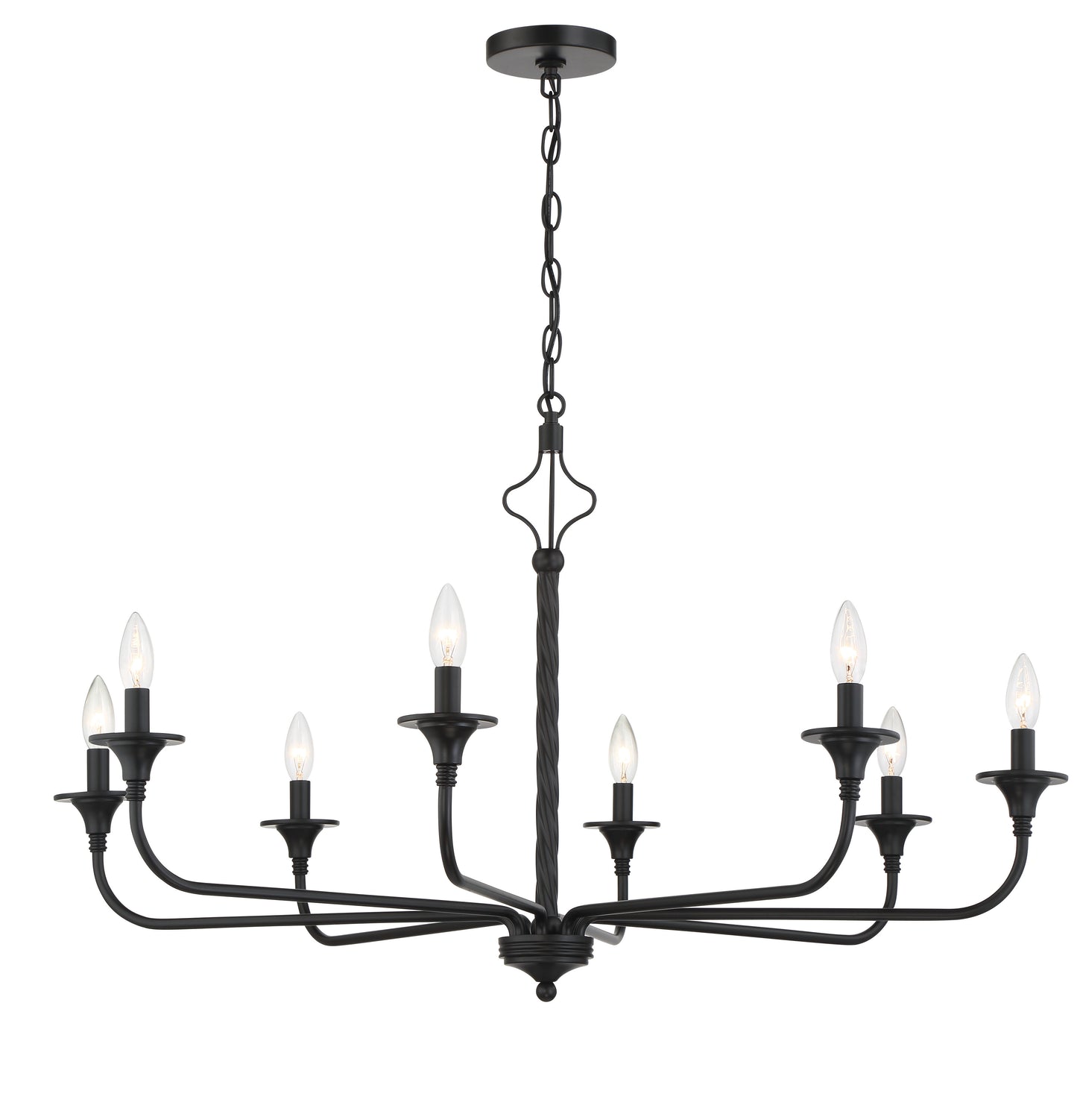 57028-FB - Jolenne 8 Light 38" Wide Chandelier - Flat Black