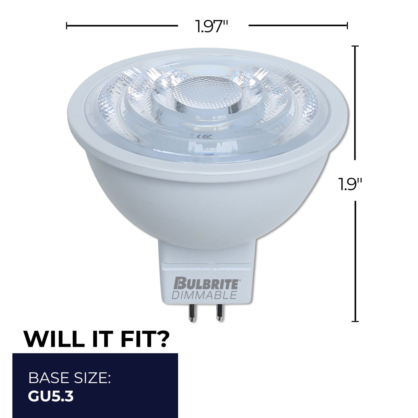 771087 - Dimmable MR16 LED GU5.3 Base Light Bulb - 7 Watt - 2700K - 4 Pack