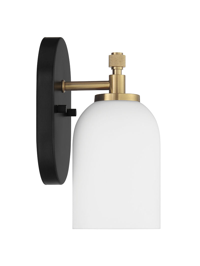 60301-FBSB - Council 1 Light 9" High Wall Sconce - Flat Black / Satin Brass