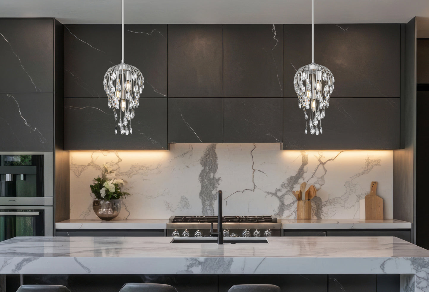 1957P9-BN - Gabriella 3 Light 9" Pendant - Brushed Nickel