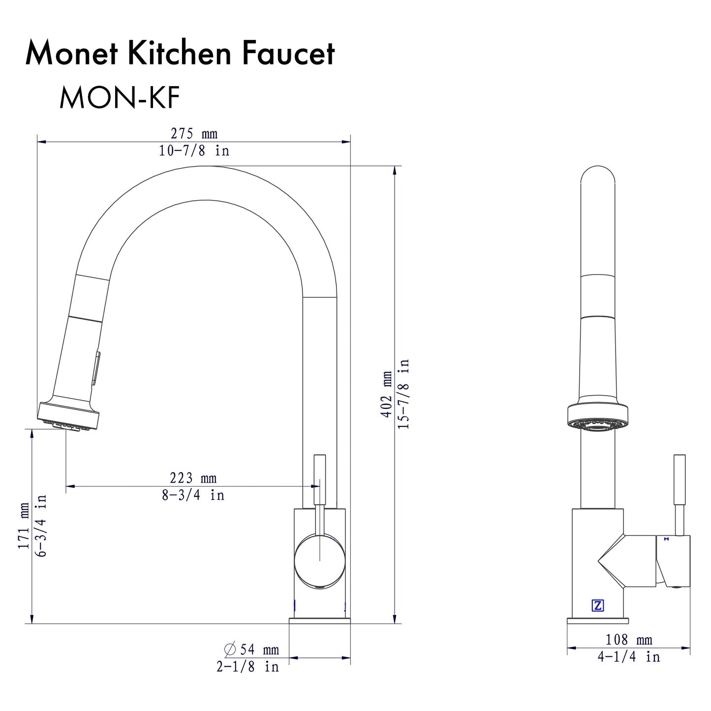 MON-KF-PG - Monet Kitchen Faucet in Polished Gold