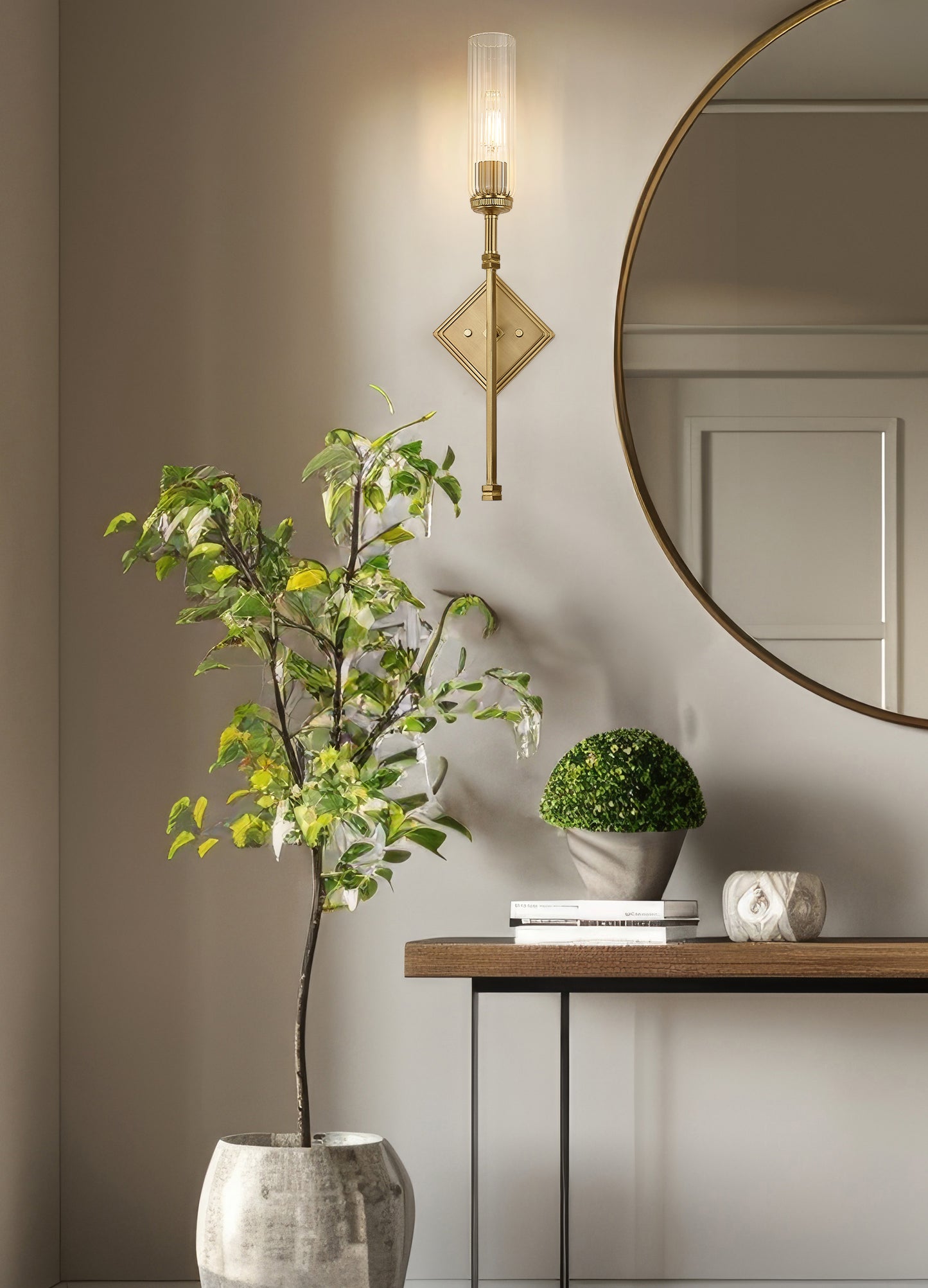 3047-1S-MGLD - Esme 1 Light Wall 24" Sconce - Modern Gold