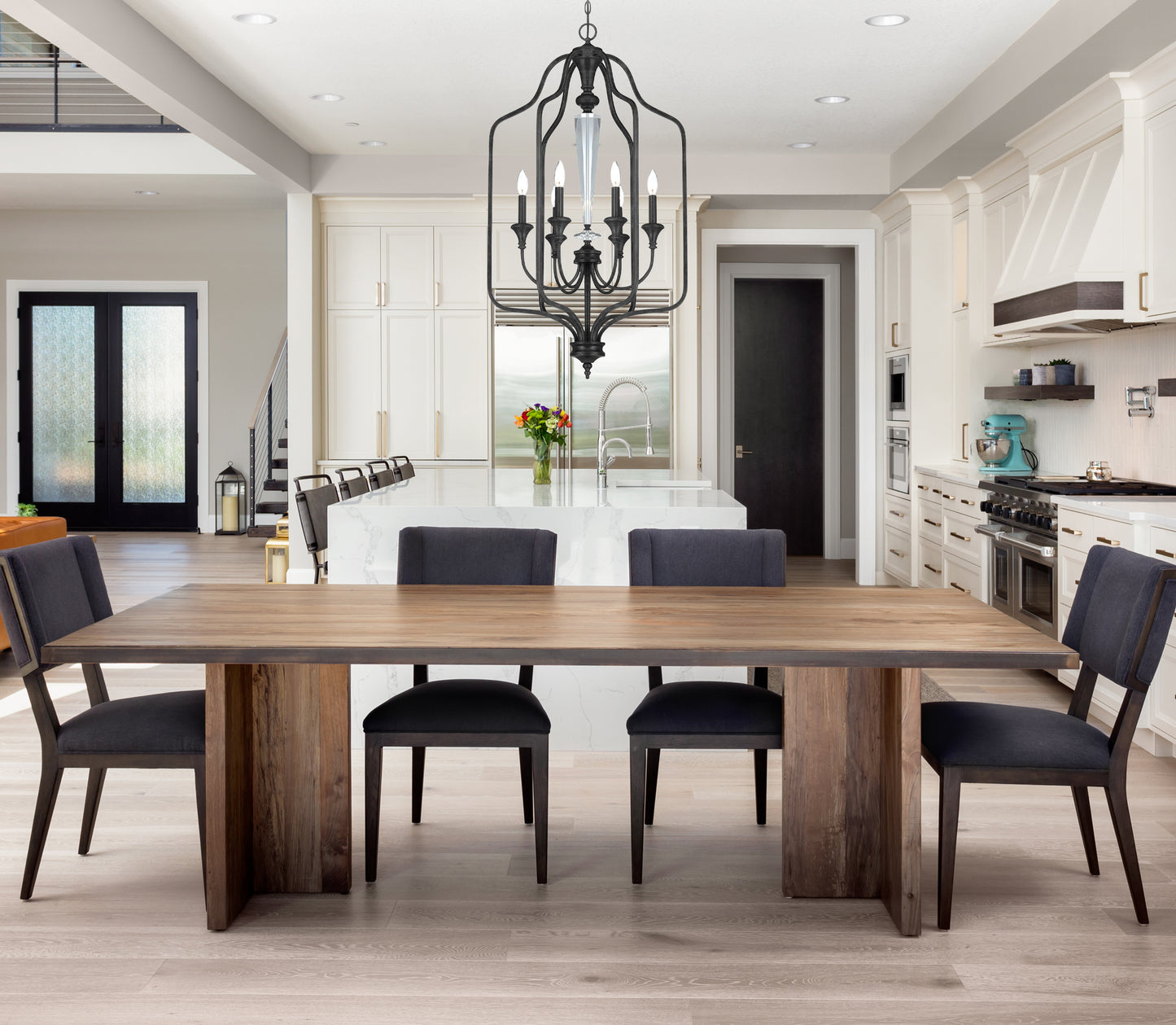 26736-MBS - Boulevard 6 Light 21" Wide Foyer Light - Mocha Bronze Silver Wash
