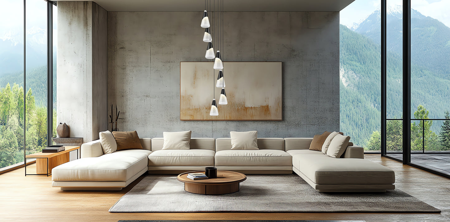 828P7-7R-MB - Aimie 7 Light 18" Chandelier - Matte Black