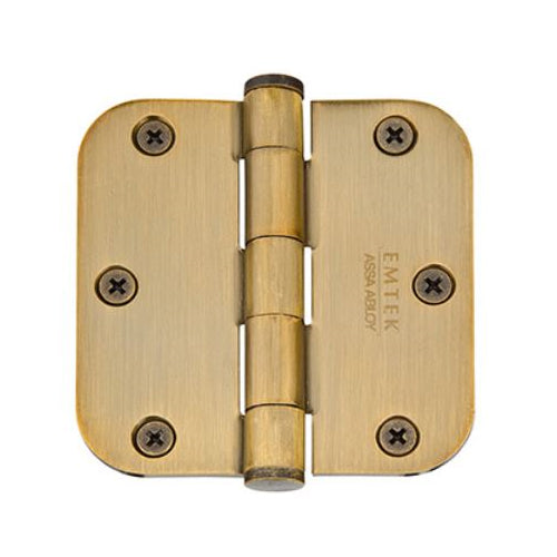 96133US7 - 3-1/2" x 3-1/2" 5/8" Solid Brass Pair of Hinges - French Antique