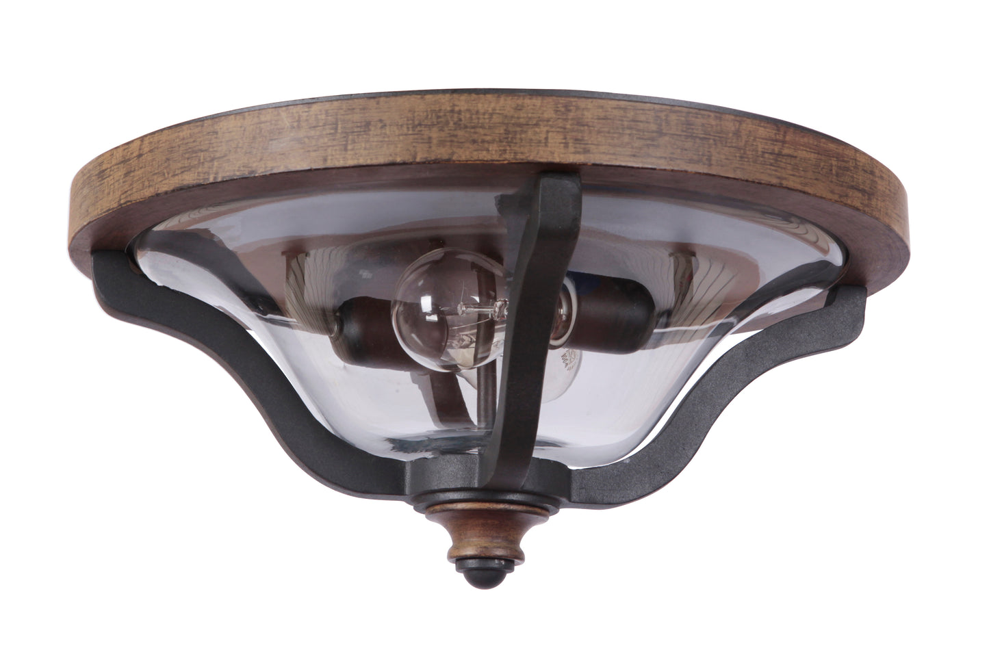Z7937-TBWB - Ashwood 2 Light 16" Wide Flush Mount - Textured Black / Whiskey Barrel