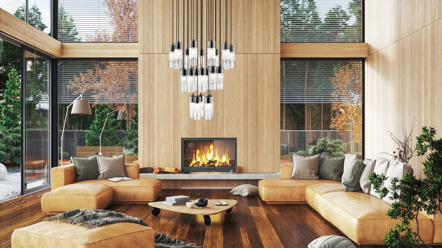 824P-27R-MB - Alton 27 Light 36" Chandelier - Matte Black