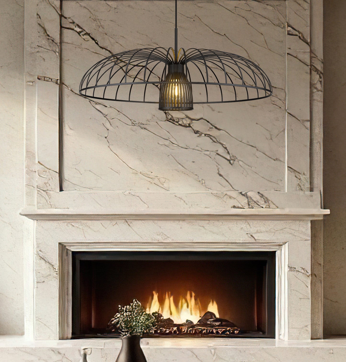 623P35-MB - Valencia 1 Light 35" Pendant - Matte Black