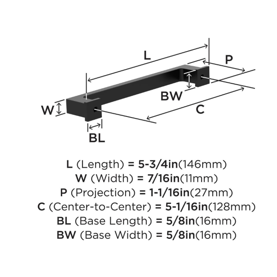 BP37033MB - Bridgeport 6-5/16" Center to Center - Matte Black