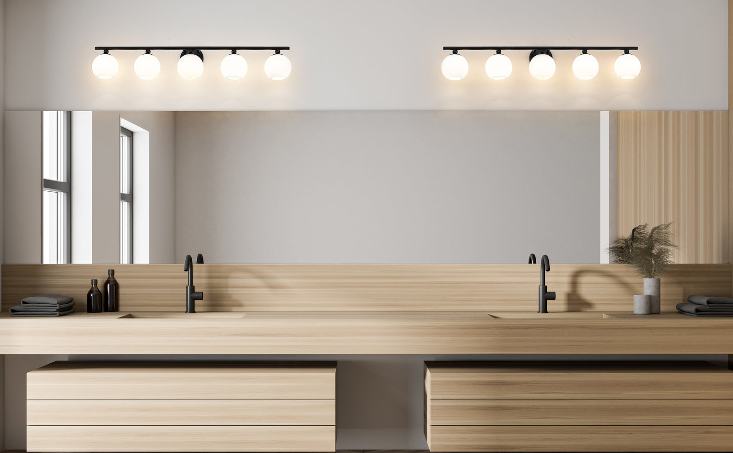 1100-5V-MB - Neoma 5 Light 38" Vanity - Matte Black