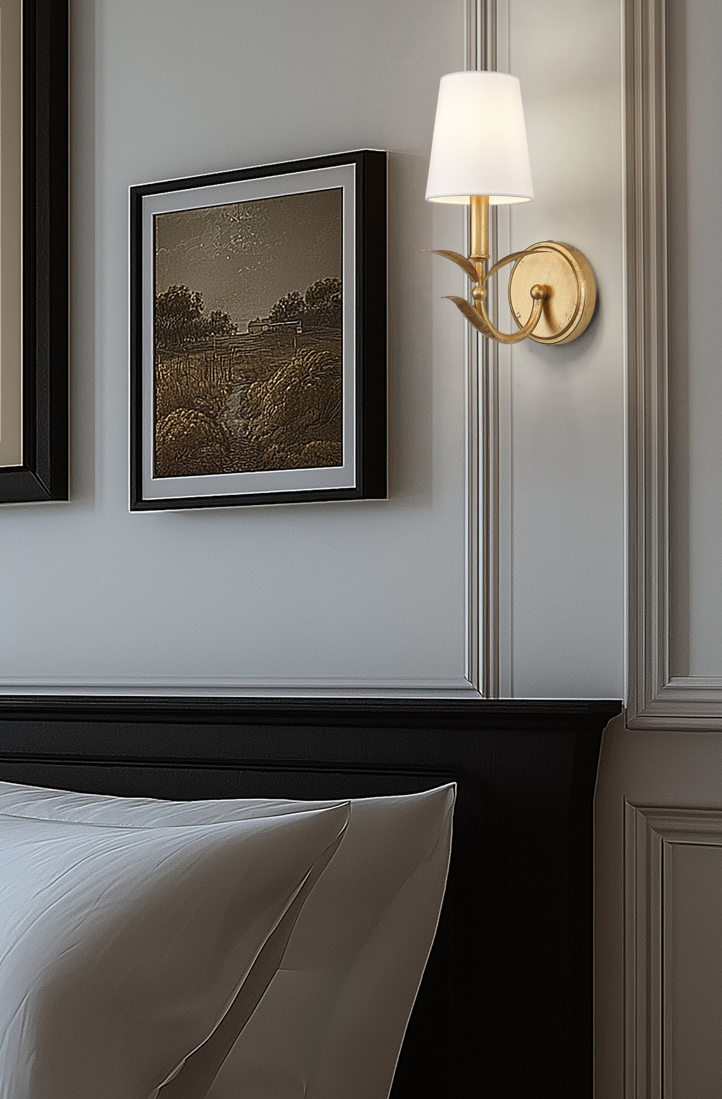 830-1S-GLF - Aslin 1 Light Wall 12" Sconce - Gold Leaf