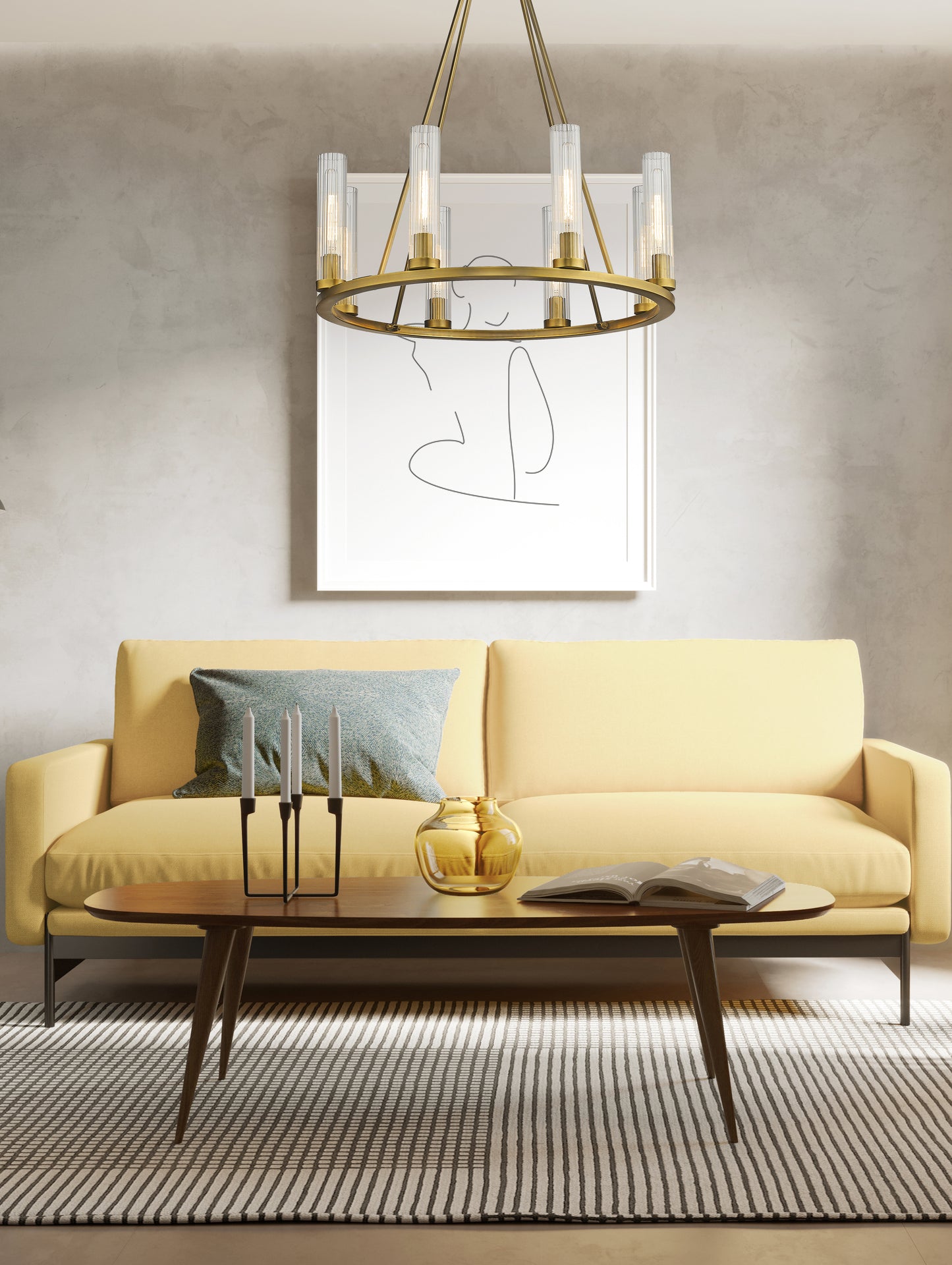 3031-8RB - Beau 8 Light 33" Chandelier - Rubbed Brass