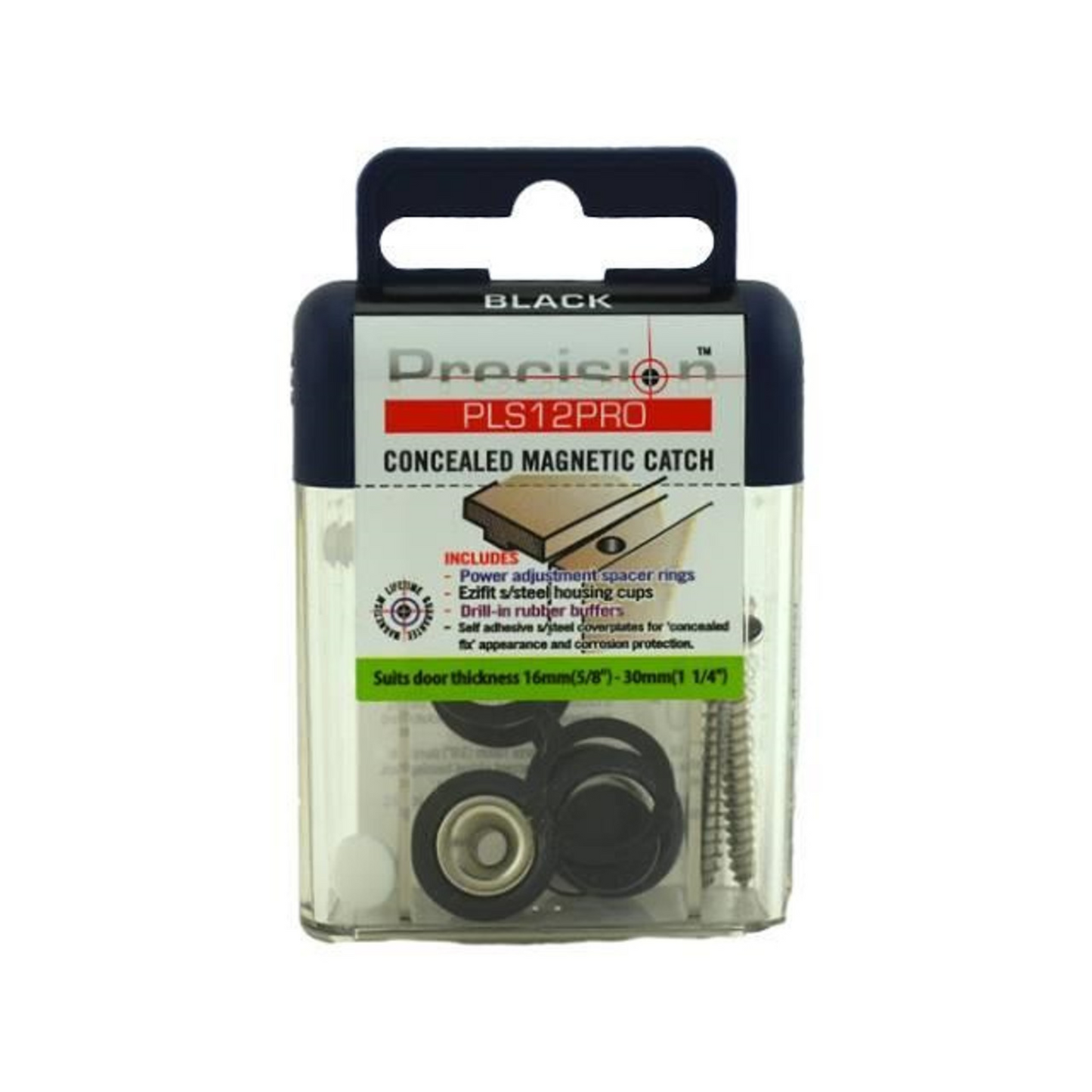 PLS12PRO-BLK – Concealed Magnetic Catch – Adjustable Strength, Black
