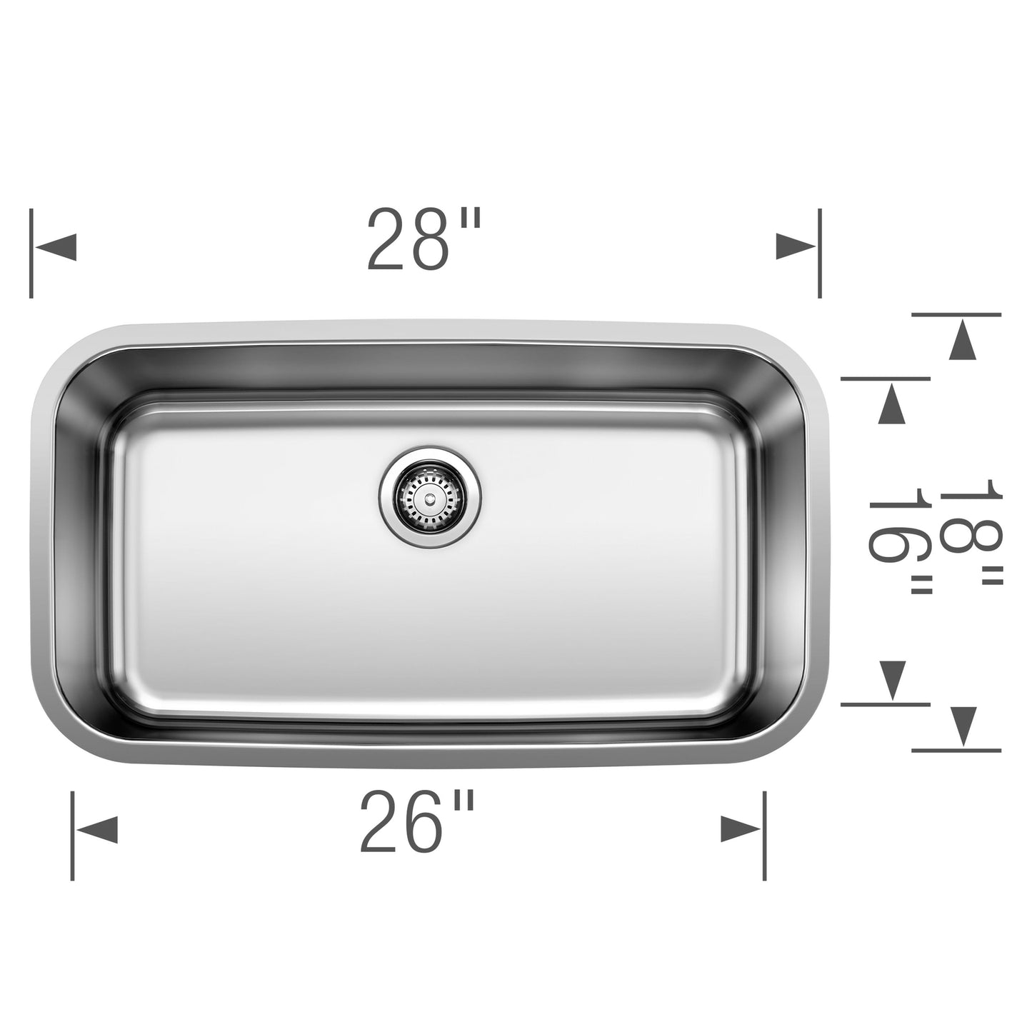 441024 - 28" Stellar Super Single Bowl Undermount Stainless Steel Kitchen Sink