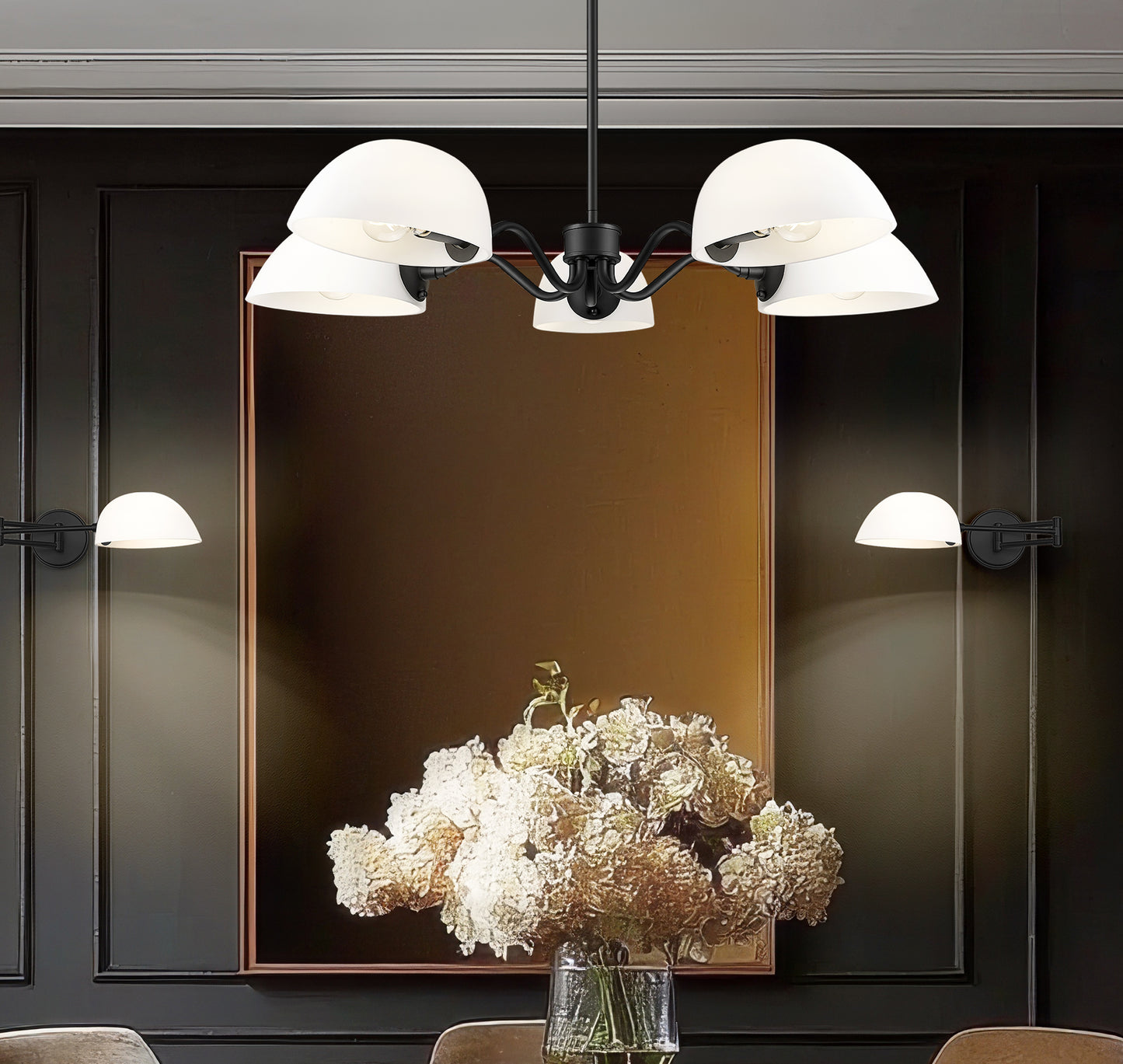 3048-5MB - Breton 5 Light 33" Chandelier - Matte Black