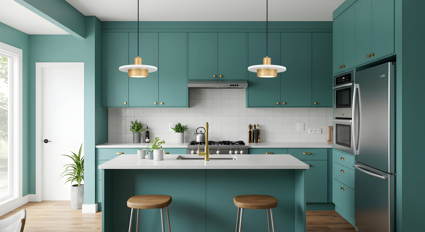 829P12-MW-MGLD-LED - Ludo 1 Light 12" Pendant - Matte White / Modern Gold