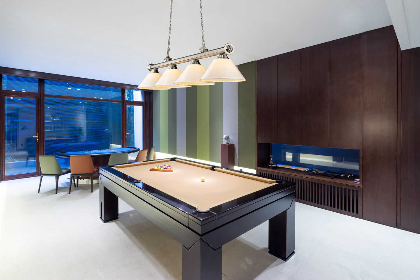 2306-4BN-PWH - Cordon 4 Light 81" Billiard - Brushed Nickel