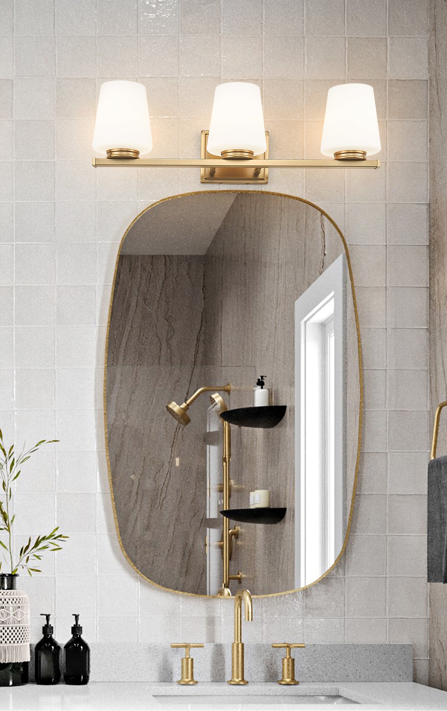 7703-3V-MGLD - Nextra 3 Light 24" Vanity - Modern Gold