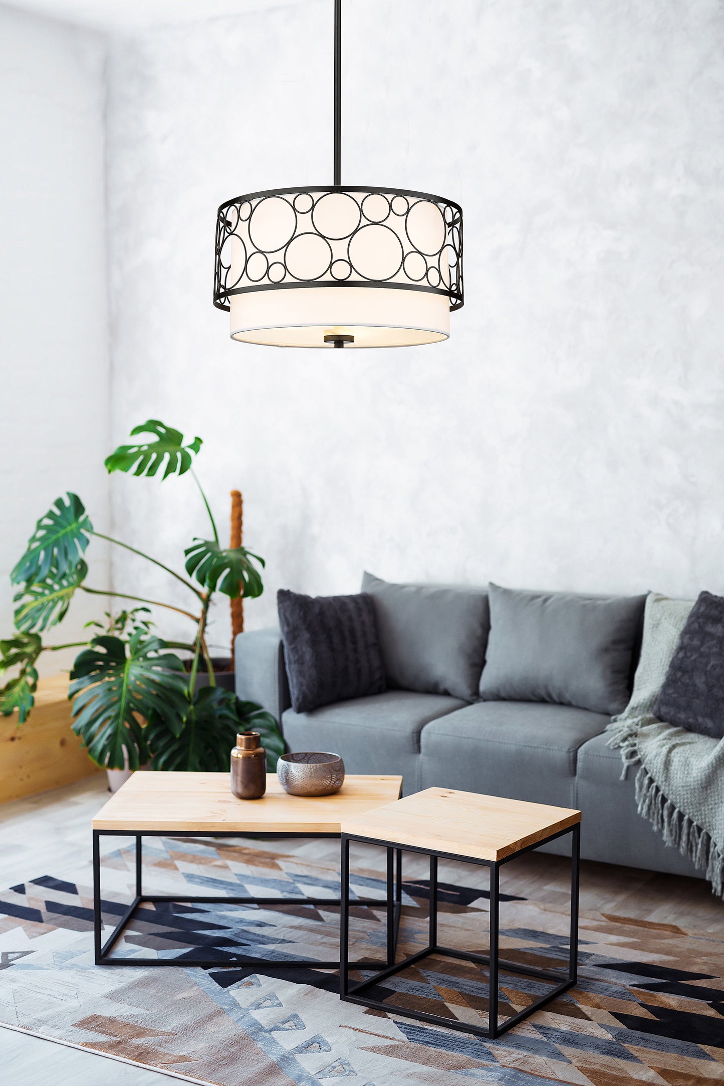197-17MB - Kendall 3 Light 17" Pendant - Matte Black