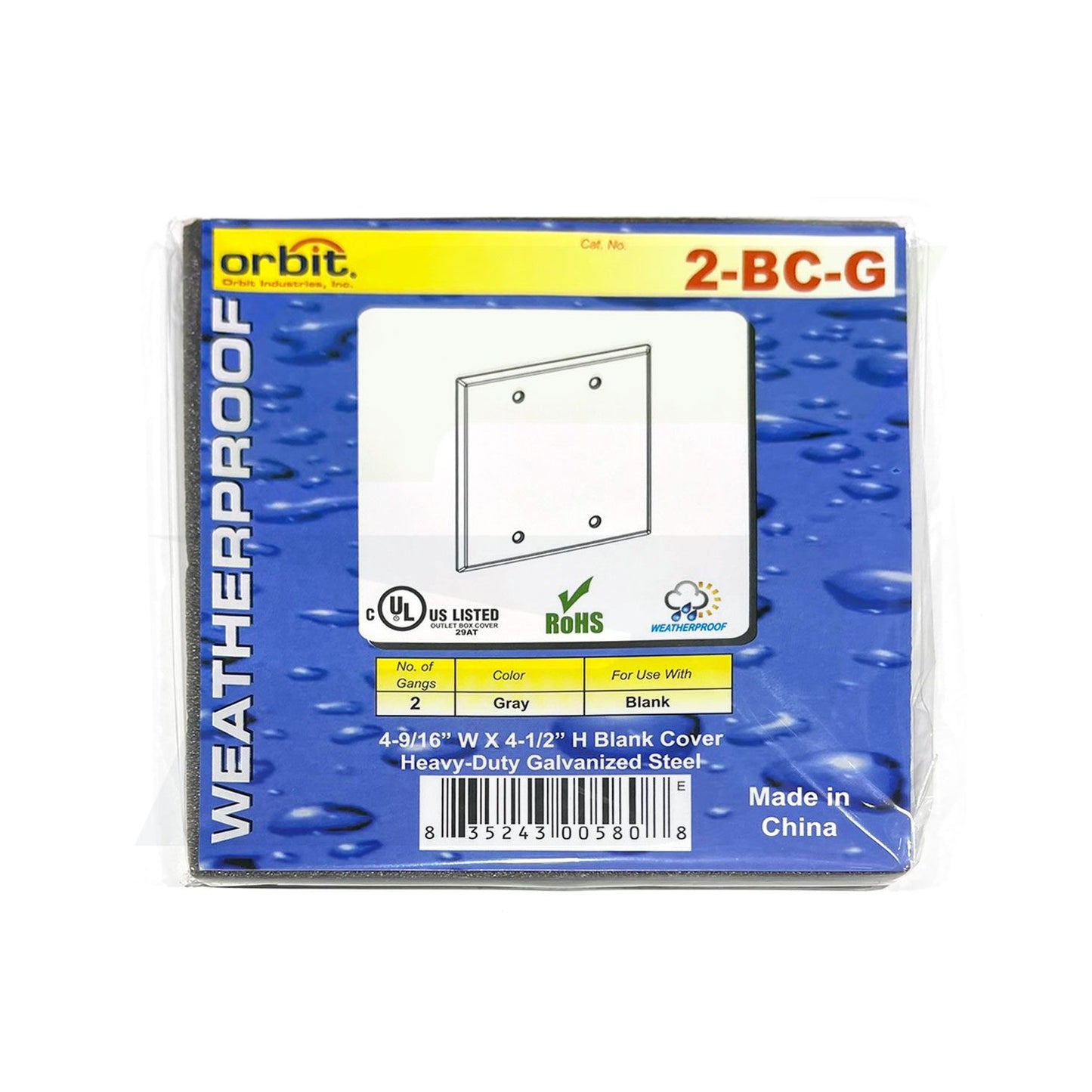 2-BC-G - Weatherproof 2-Gang Galvanized Steel Blank Cover