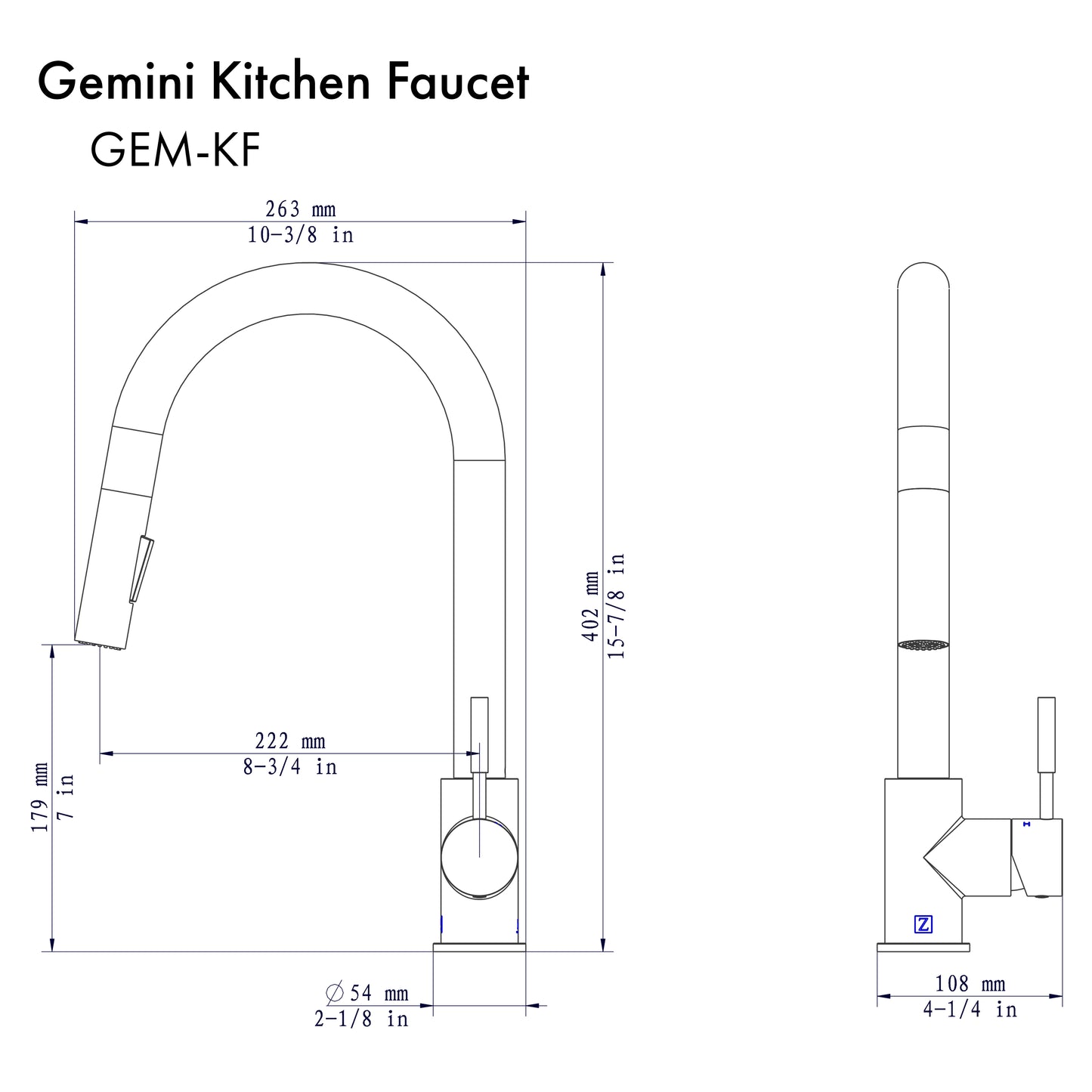 GEM-KF-PG - Gemini Kitchen Faucet in Polished Gold