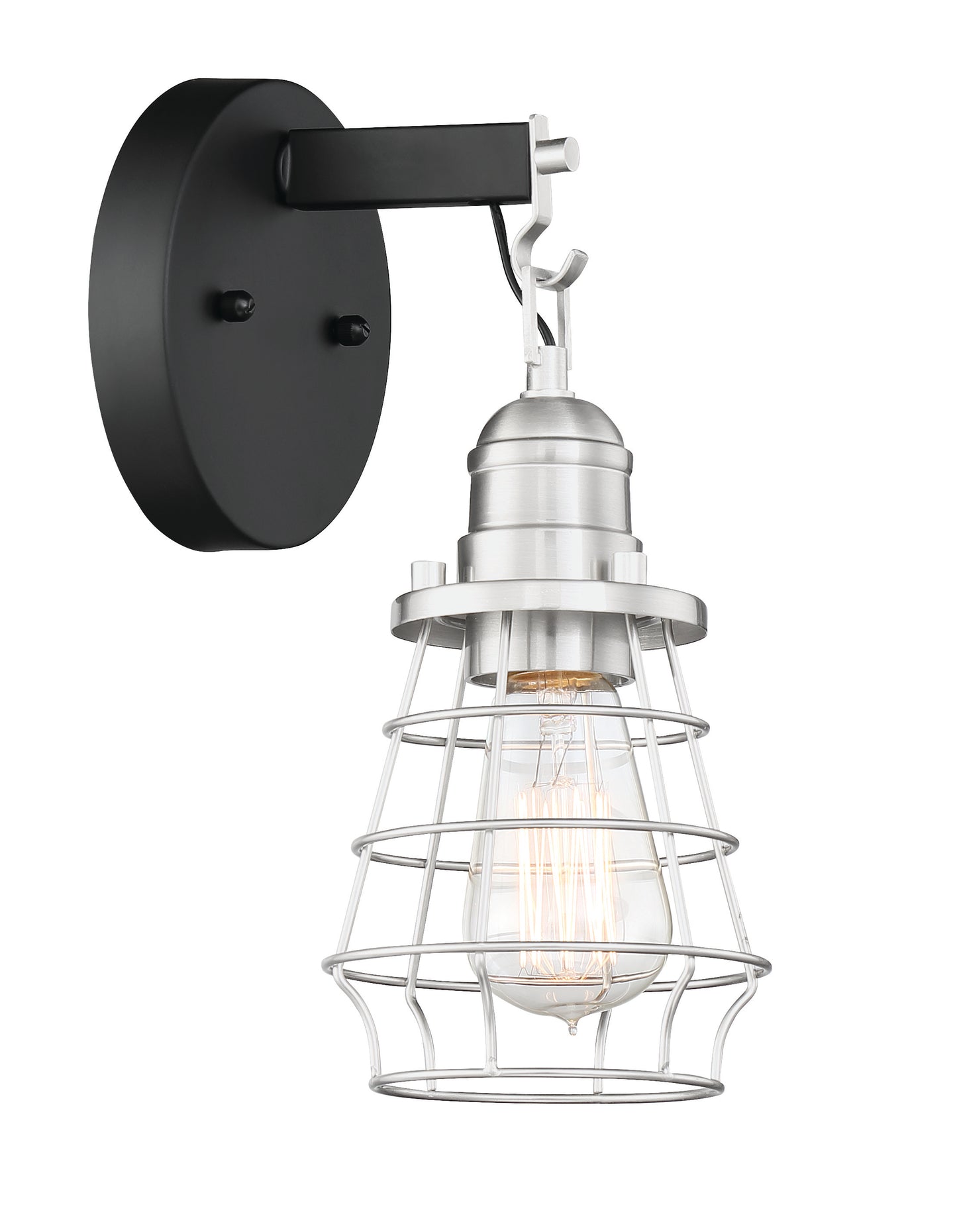 50601-FBBNK - Thatcher 1 Light 11" High Wall Sconce - Flat Black / Brushed Polished Nickel