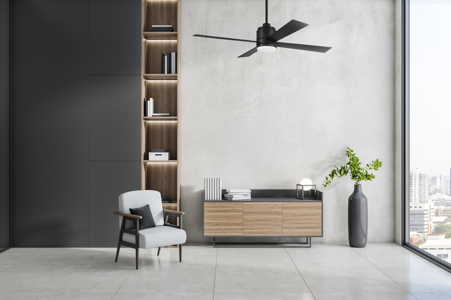 MCY52FB4 - McCoy 52 4 Blade 52" 4 Blade Ceiling Fan with Light Kit - Flat Black