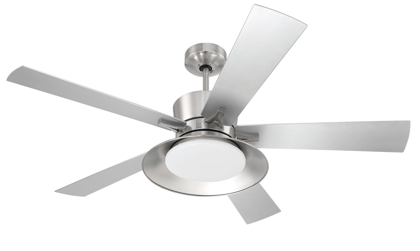 TOP52BNK5 - Topper 52" 5 Blade Indoor Outdoor Ceiling Fan with Light Kit - Brushed Nickel
