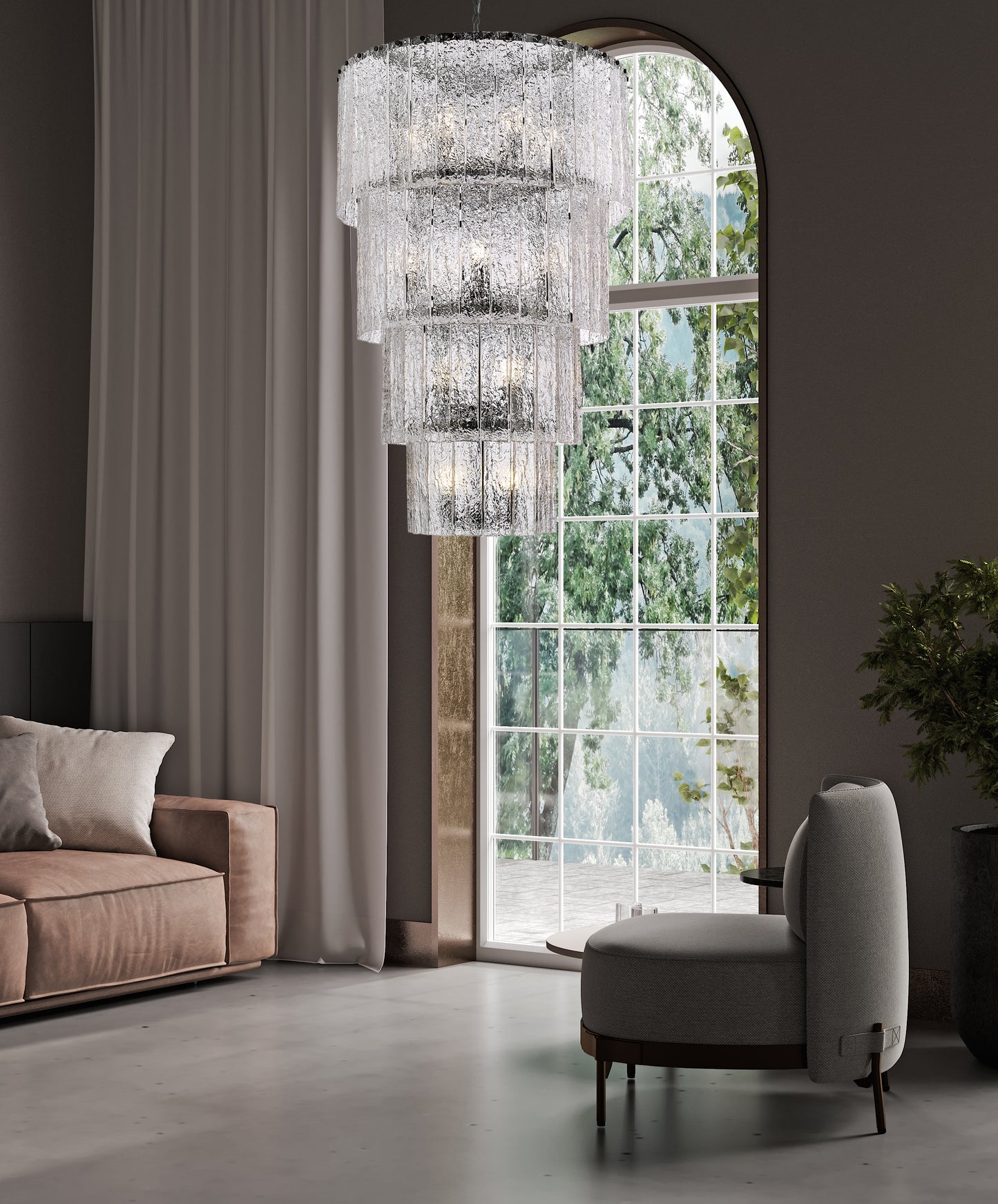 1943-48MB - Glacier 18 Light 31" Chandelier - Matte Black