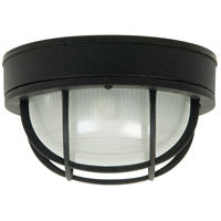 Z395-TB - Bulkheads Oval and Round 1 Light 10" Wide Flush Mount - Textured Black
