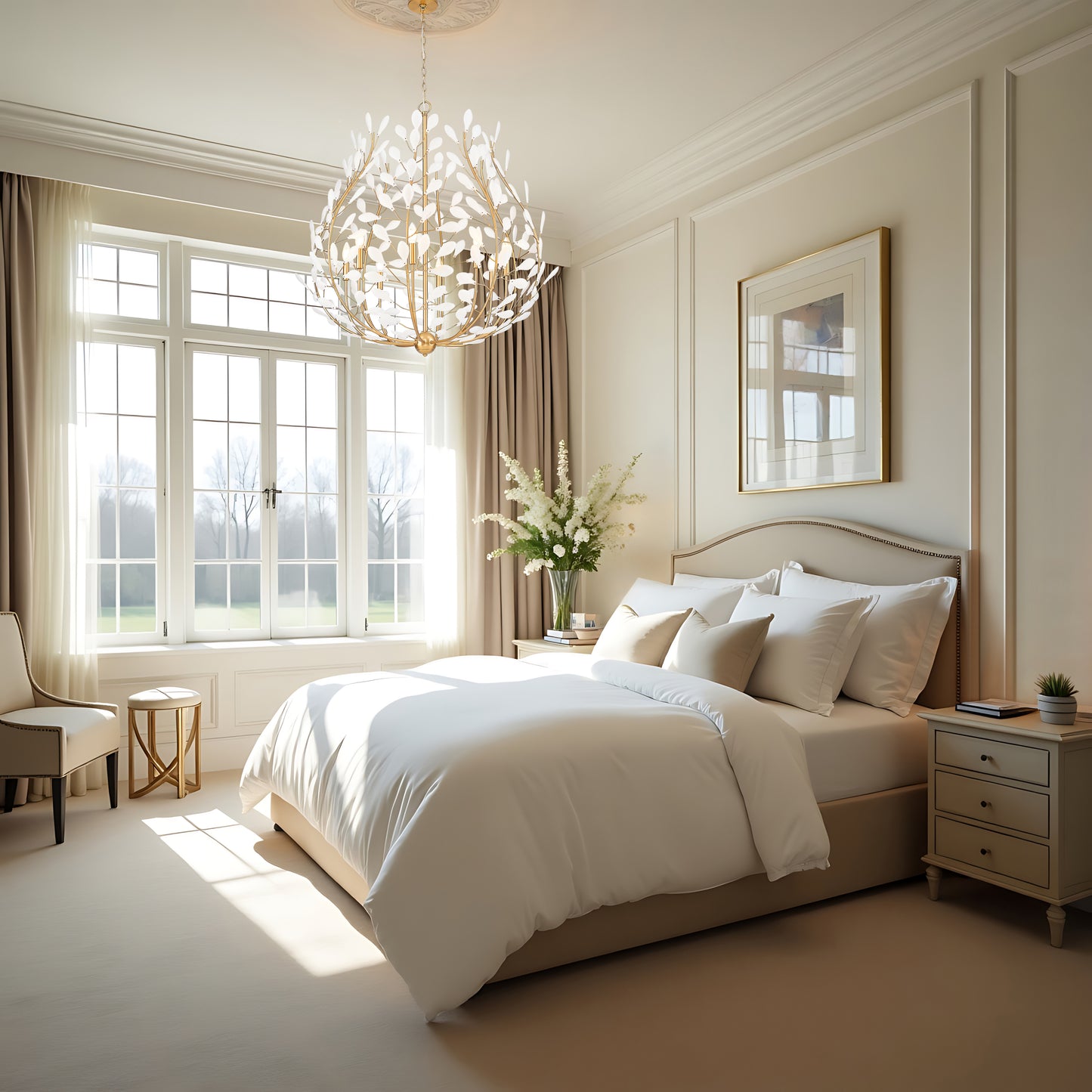 353-38MGLD - Claudine 8 Light 38" Chandelier - Modern Gold