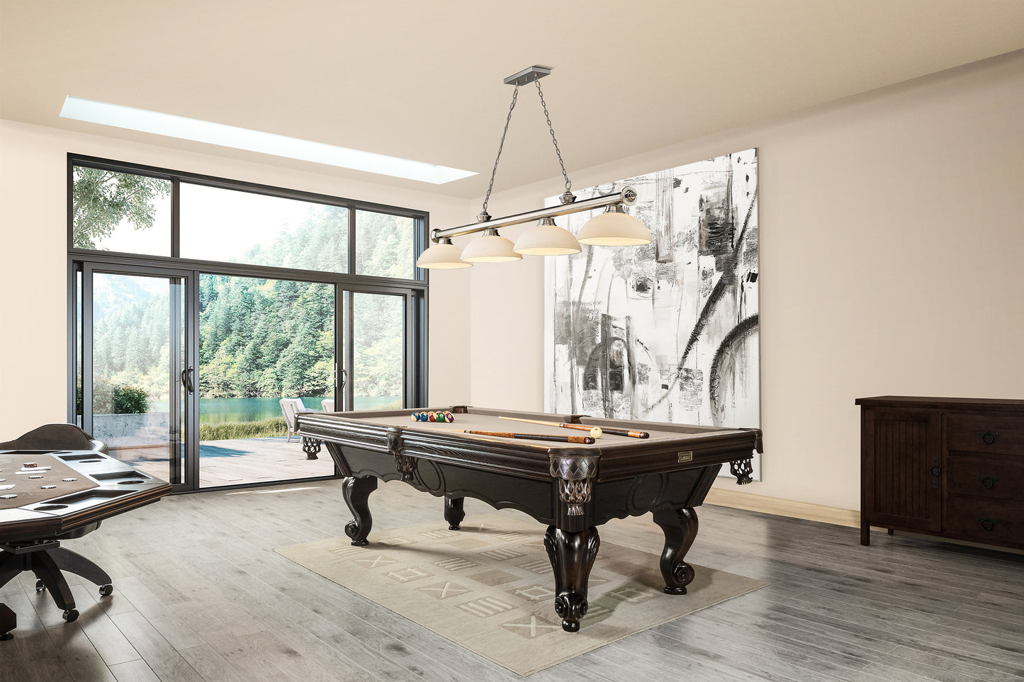 2306-4BN-DMO14 - Cordon 4 Light 81" Billiard - Brushed Nickel