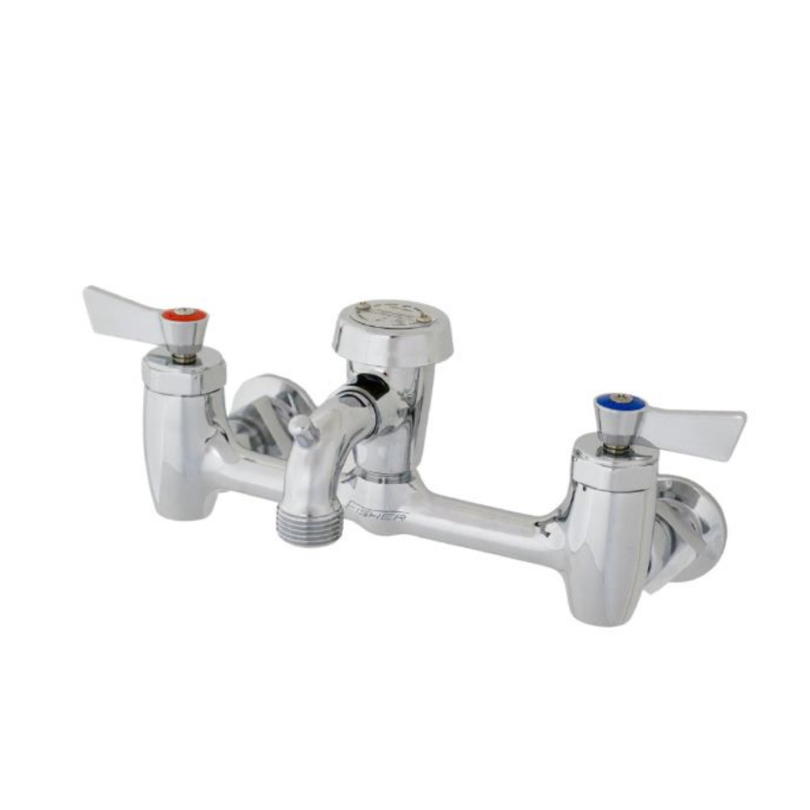 24450 - 8" Adjustable Wall Faucet with Ceramic Cartridges, Lever Handles, 3" Service Sink Spout