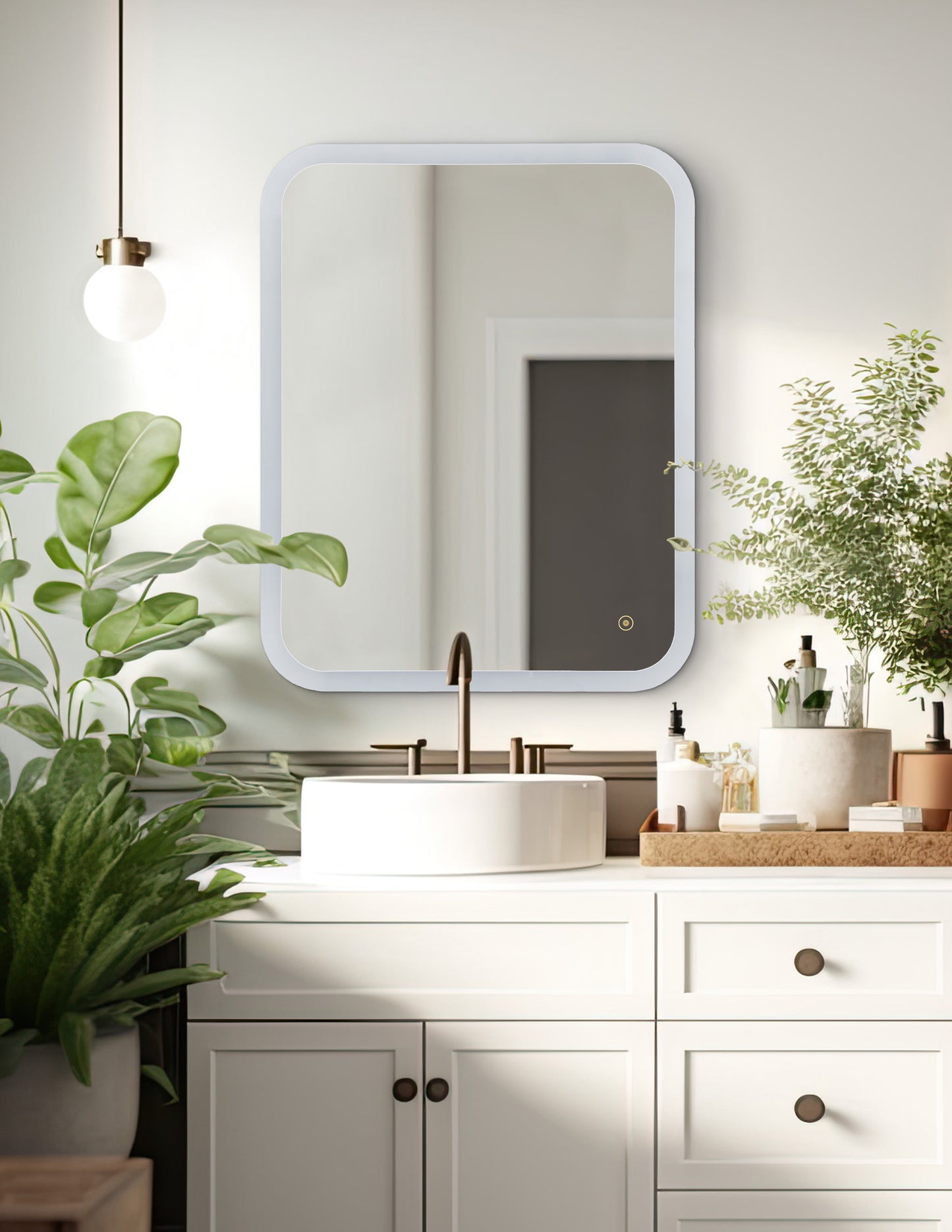 MIR111-W - Frameless,LED Mirror 1 Light 24" Wide Illuminated Mirror - White