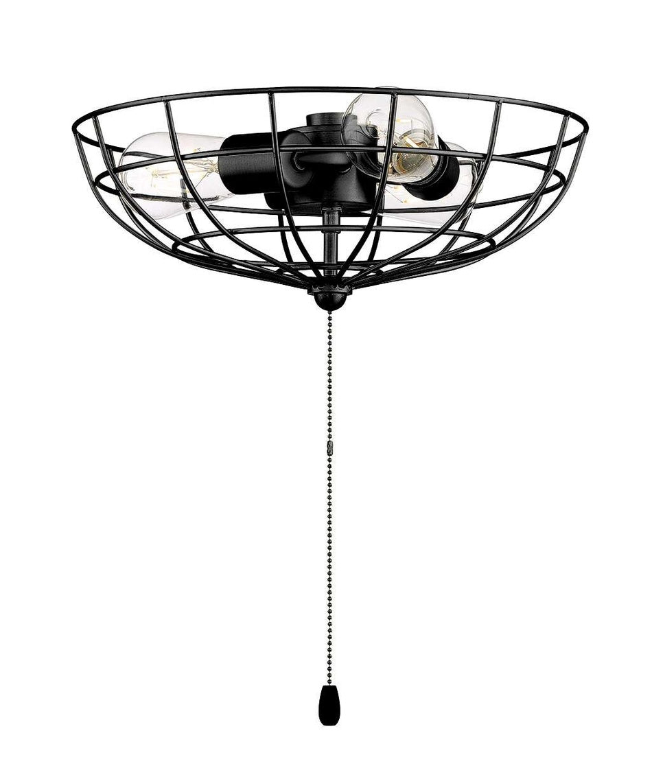 LK2801-FB-LED - 3 Light Cage Bowl LED Light Kit in Flat Black