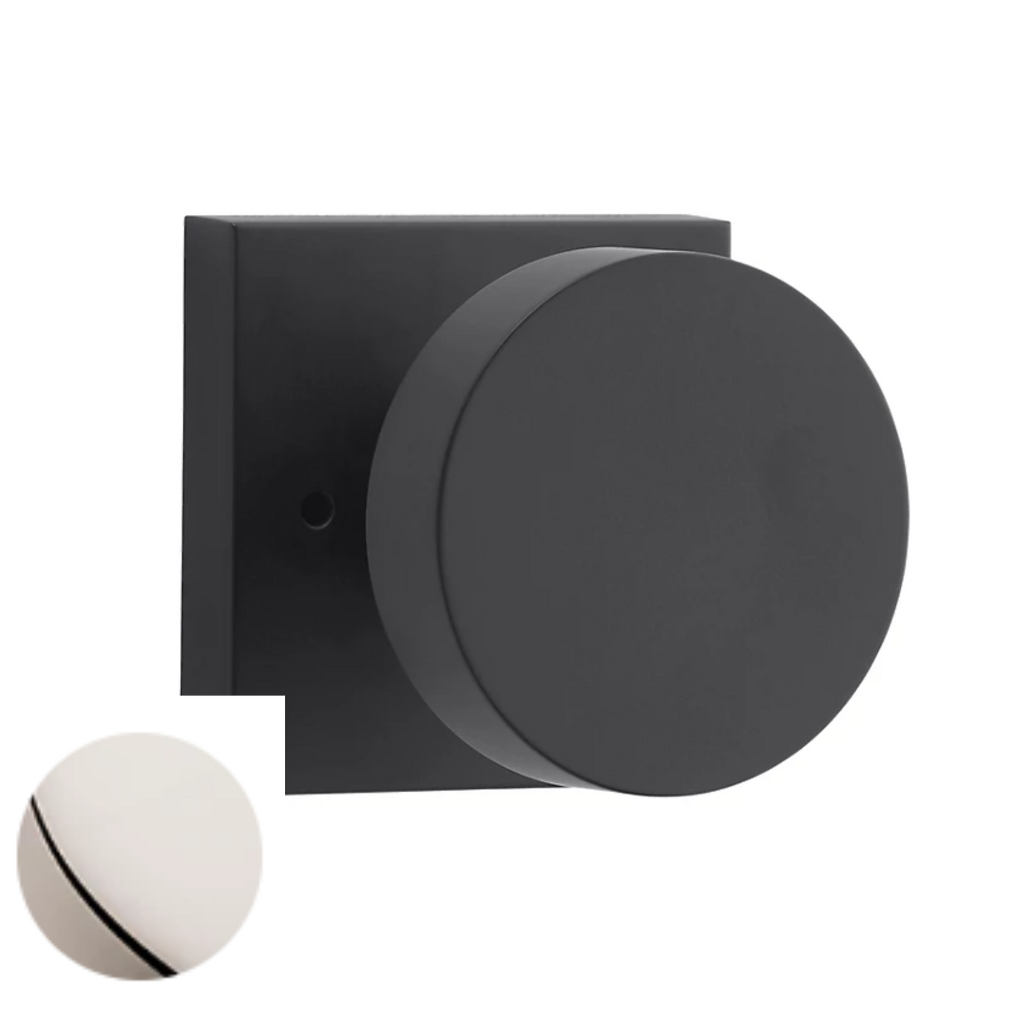 PVCONCSR055 - Baldwin Reserve Contemporary Knob and Contemporary Square Rose - Privacy, Bright Nickel Finish