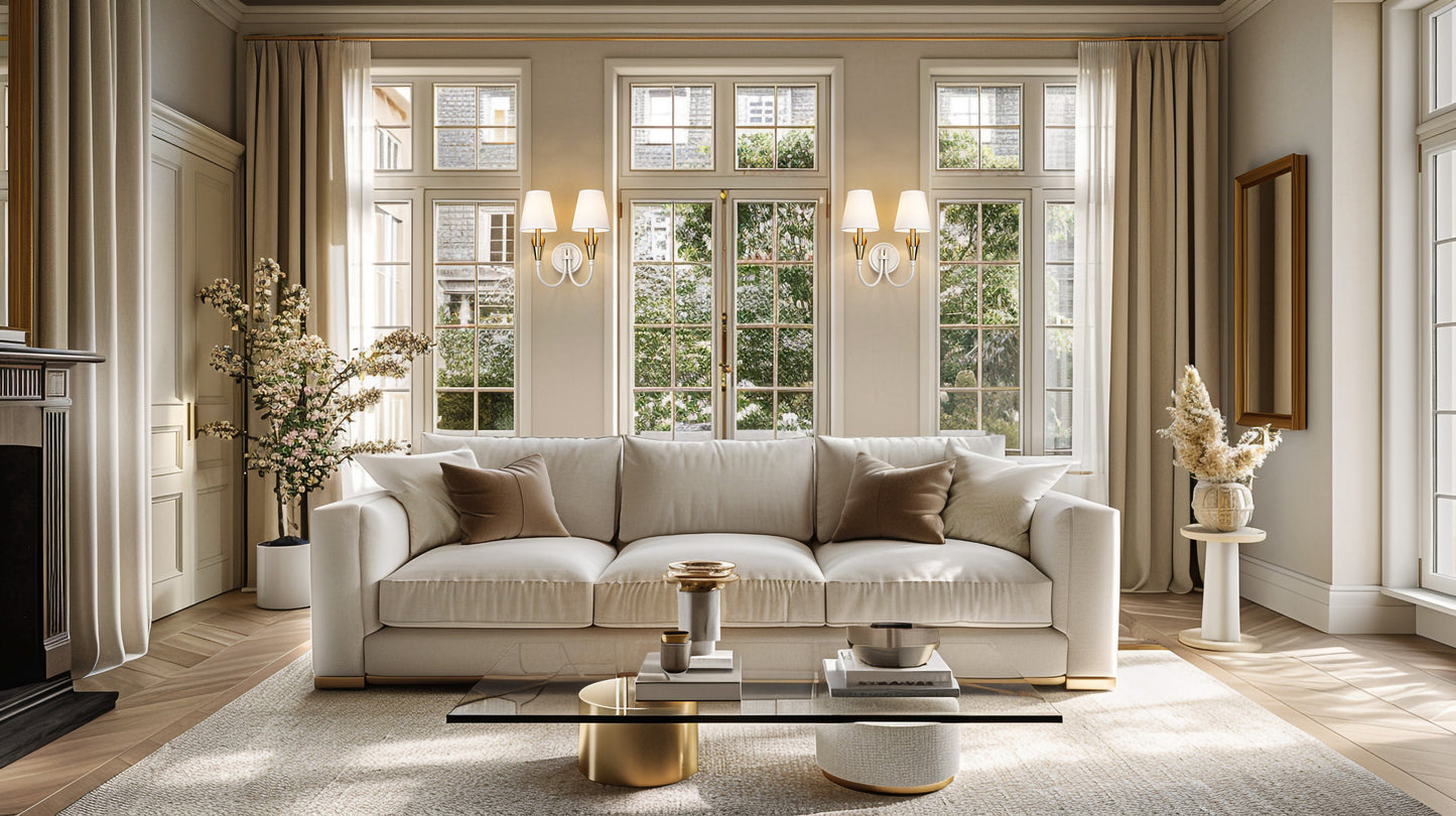 4014-2S-TW-MGLD - Claudelle 2 Light Wall 14" Sconce - Tundra White / Modern Gold