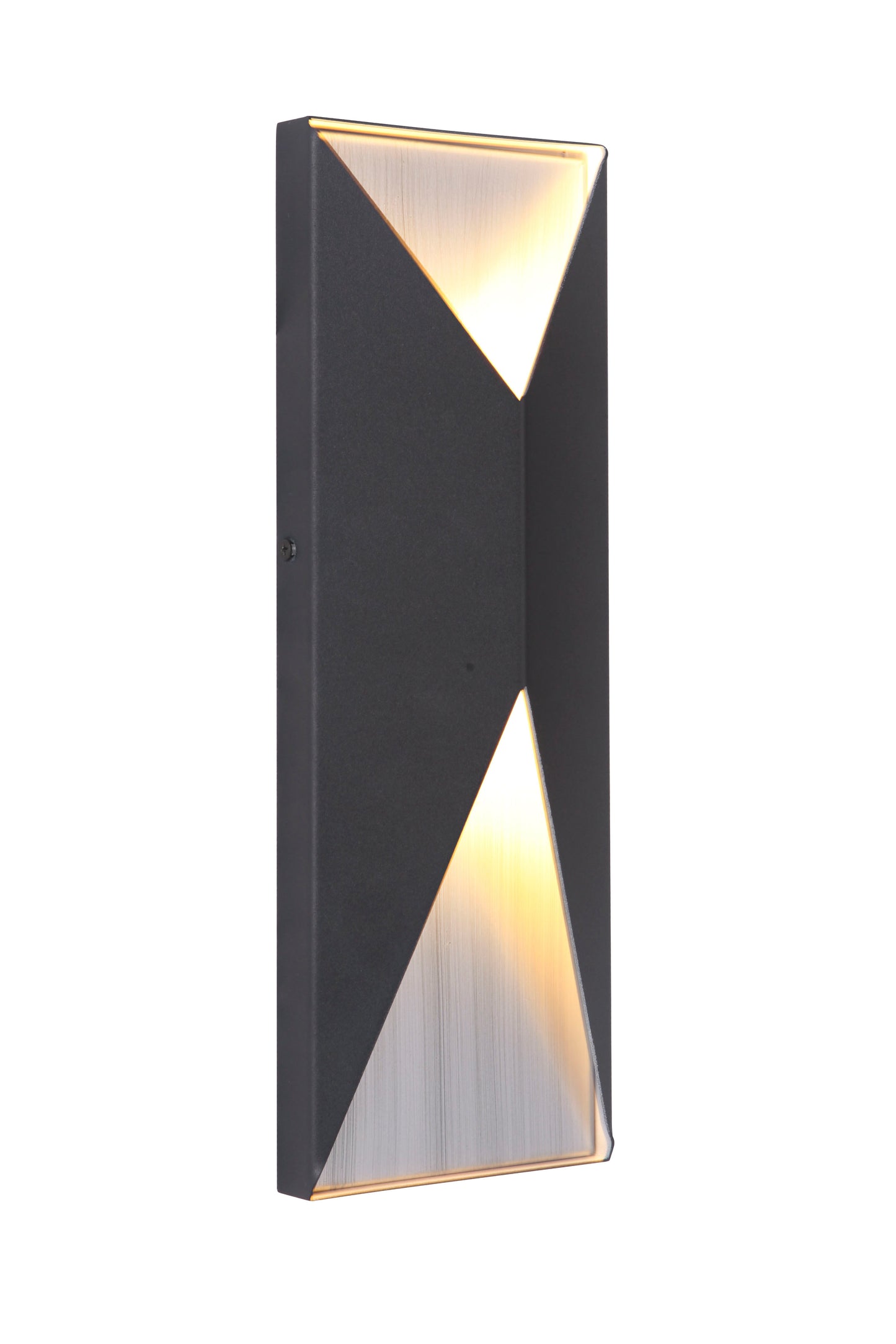 Z3412-TBBA-LED - Peak 2 Light 14" High Outdoor Pocket Sconce - Textured Black / Brushed Aluminum