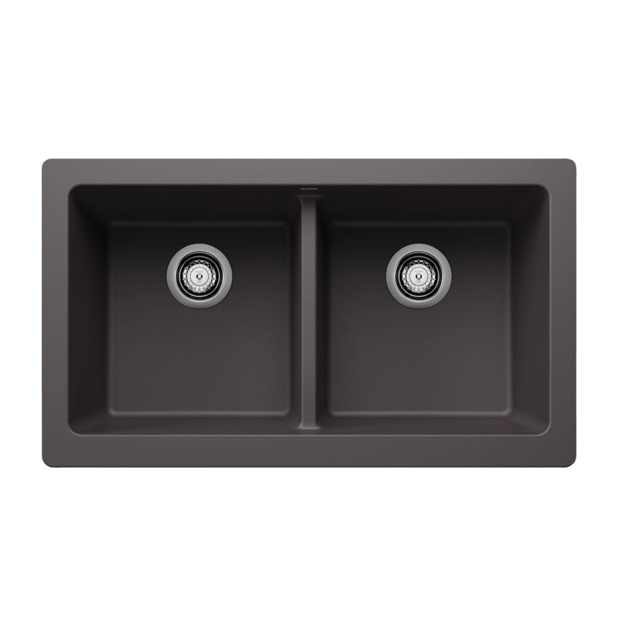 526548 - Vintera SILGRANIT 33" Double Bowl Apron-Front Farmhouse Sink - Cinder