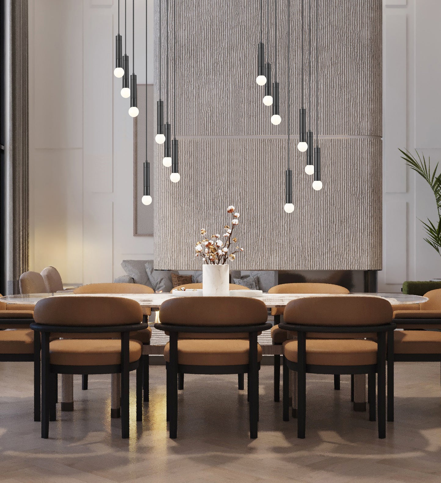 1956P-7R-MB - Stari 7 Light 18" Chandelier - Matte Black