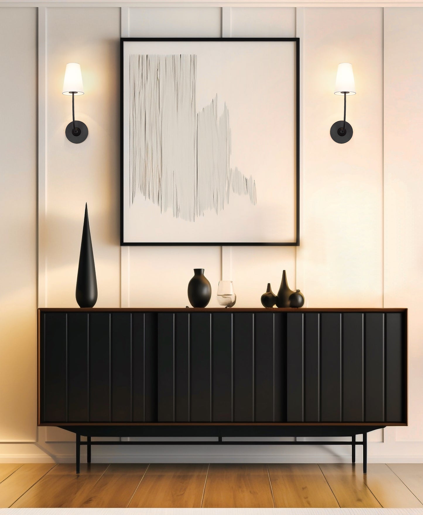3040-1S-MB - Shannon 1 Light Wall 17" Sconce - Matte Black