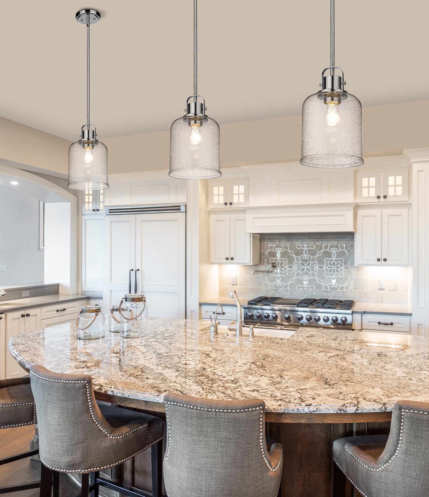 340P8-CH - Kinsley 1 Light 8" Pendant - Chrome
