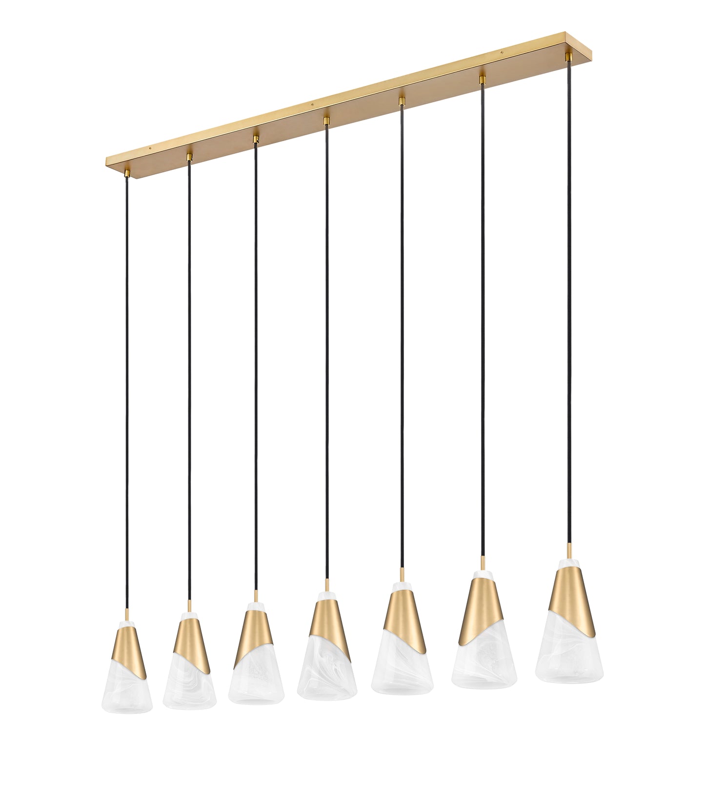828P6-7L-MGLD - Aimie 7 Light Linear 54" Chandelier - Modern Gold