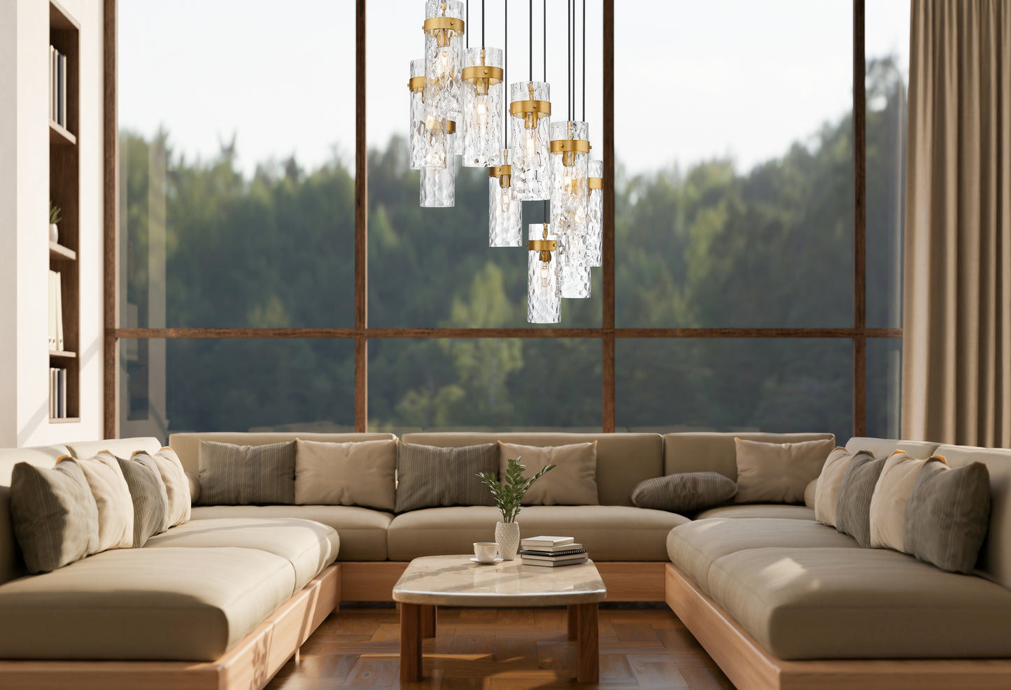 7002P5-11R-RB - Fontaine 11 Light 26" Chandelier - Rubbed Brass