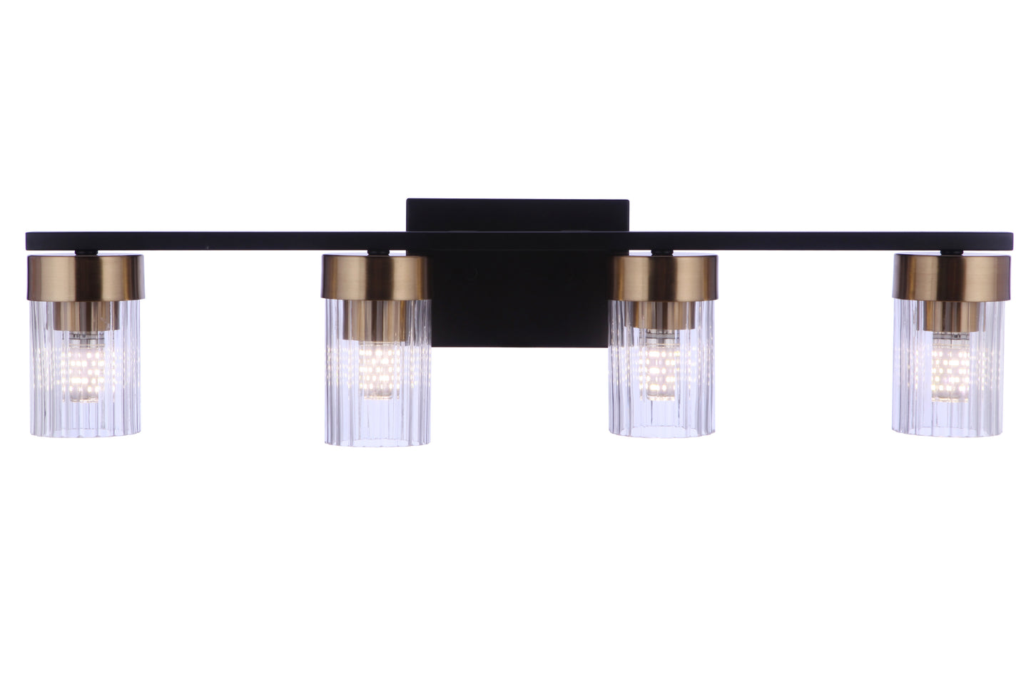 11827FBSB4 - Bond Street 4 Light 27" Wide Vanity Light - Flat Black / Satin Brass