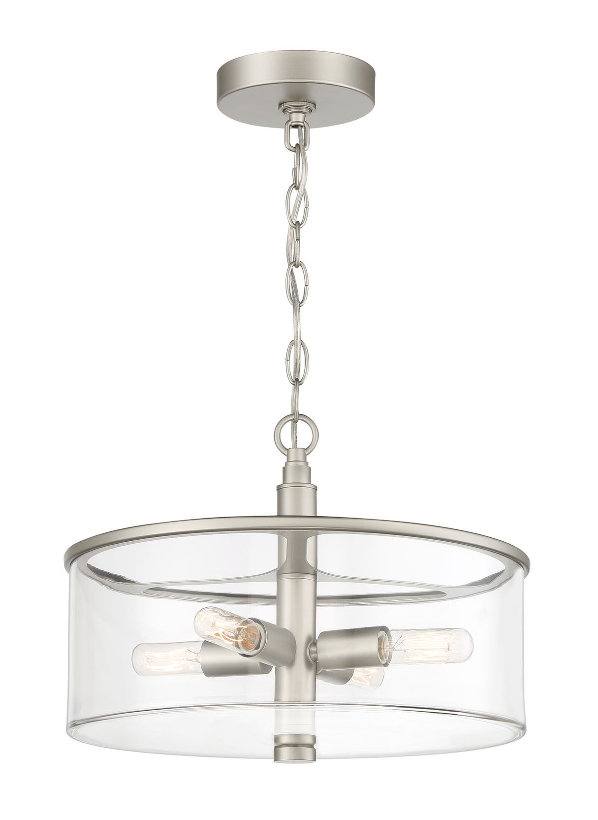 55654-SN - Hailie 4 Light 14.13" Wide Semi Flush Mount - Satin Nickel